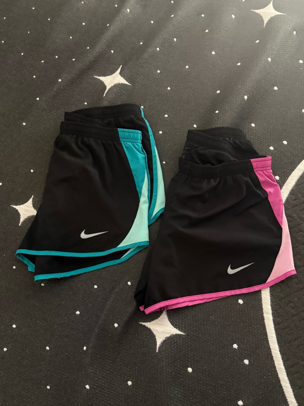 Nike Dri-FIT Black Athletic Shorts with Teal & Pink Trim